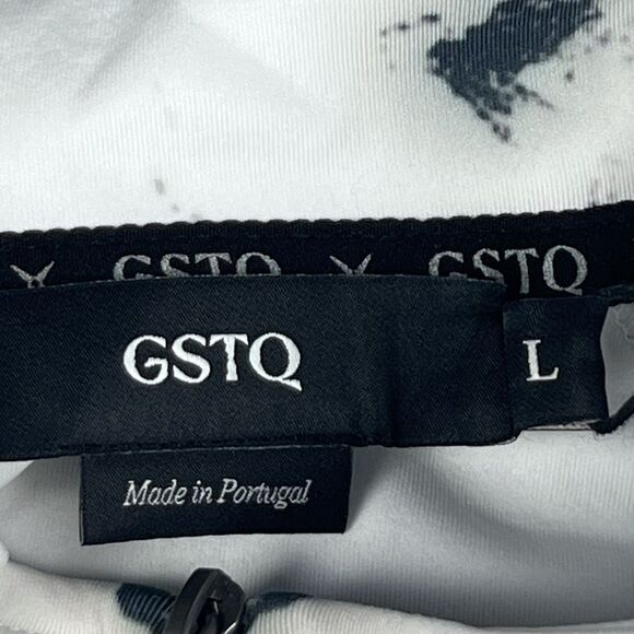 GSTQ Houndstooth Quarter Zip Mens Large Black White Athletic Pullover Streetwear - Picture 12 of 15